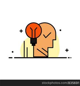 Creative, Brain, Idea, Light bulb, Mind, Personal, Power, Success Business Flat Line Filled Icon Vector Banner Template