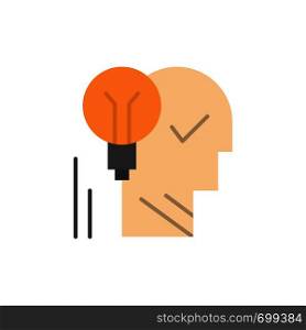 Creative, Brain, Idea, Light bulb, Mind, Personal, Power, Success Flat Color Icon. Vector icon banner Template
