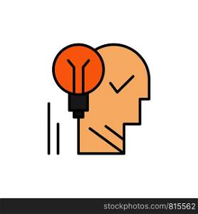 Creative, Brain, Idea, Light bulb, Mind, Personal, Power, Success Flat Color Icon. Vector icon banner Template