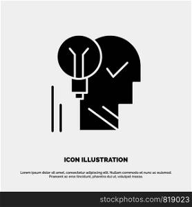 Creative, Brain, Idea, Light bulb, Mind, Personal, Power, Success solid Glyph Icon vector