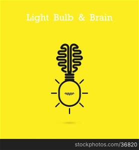 Creative brain logo and light bulb icon idea concept background.Business idea and Education concept.Vector illustration