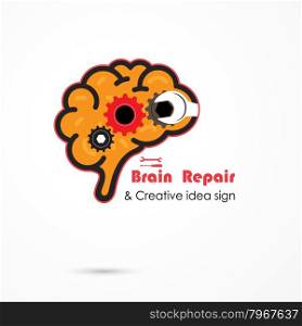 Creative brain repair abstract vector logo design template. Generate idea. Brainstorming logotype concept icon. Education,technology,science,industrial and business creative logotype idea concept. Vector illustration