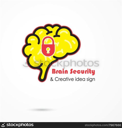 Creative brain security abstract vector logo design template. Generate idea. Brainstorming logotype concept icon. Education,technology,science,industrial and business creative logotype idea concept. Vector illustration