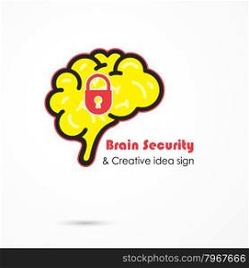 Creative brain security abstract vector logo design template. Generate idea. Brainstorming logotype concept icon. Education,technology,science,industrial and business creative logotype idea concept. Vector illustration