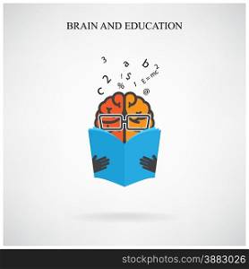 creative brain sign and book symbol on background,design for poster flyer cover brochure ,business idea ,education concept.vector illustration