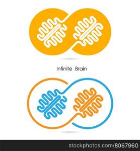 Creative brain sign and infinite creativity logo elements design.Infinite ideas concept.Business and education creative logotype symbol.Vector illustration