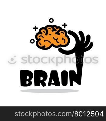 Creative brain sign idea,flat design.Concept of ideas inspiration, innovation, invention, effective thinking, knowledge and education. Business and concept and businessman hand.Vector illustration