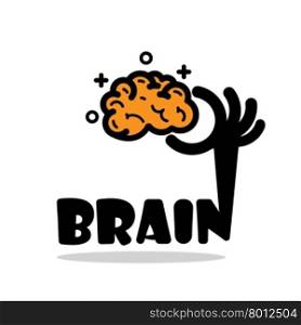 Creative brain sign idea,flat design.Concept of ideas inspiration, innovation, invention, effective thinking, knowledge and education. Business and concept and businessman hand.Vector illustration