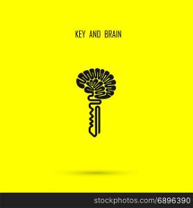 Creative brain sign with key symbol. Key of success.Concept of ideas inspiration, innovation, invention, effective thinking and knowledge. Business and education idea concept. Vector illustration.