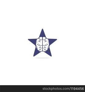 Creative brain star shape logo design. Think idea concept.Brainstorm power thinking brain Logotype icon .