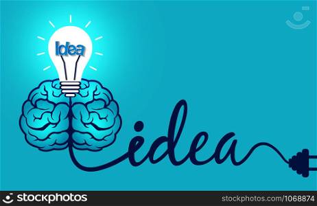Creative brainstorm idea. brain and lightbulb icon. concept business. spark success inspiration. vector illustration