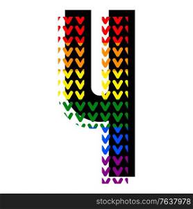 Creative bright font, alphabet in style of pop art, vector number 4 high detail with LGBT pattern.