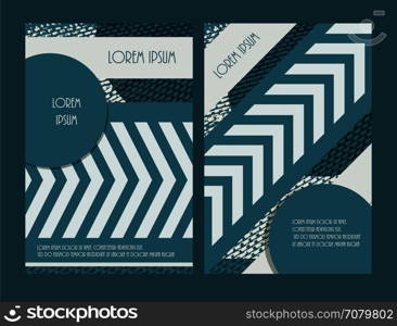 Creative brochure design. Vertical vector illustration. Leaflet advertisement template. Booklet blue color cover.