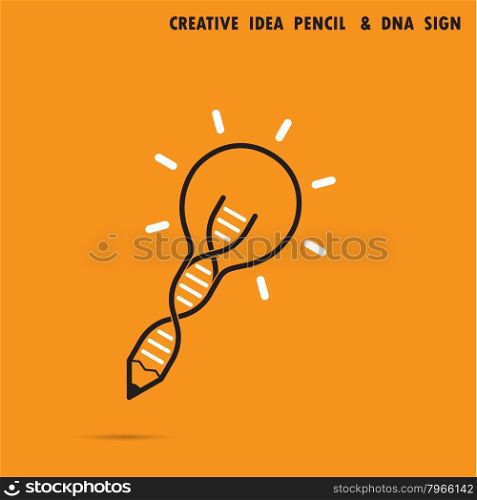 Creative bulb idea pencil concept and DNA symbol. Education and business concept. Vector illustration.