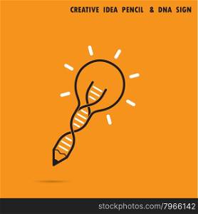 Creative bulb idea pencil concept and DNA symbol. Education and business concept. Vector illustration.