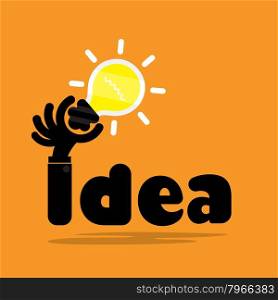 Creative bulb light idea,flat design.Concept of ideas inspiration, innovation, invention, effective thinking, knowledge and education. Business and concept and businessman hand.Vector illustration