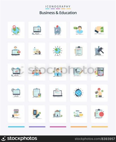 Creative Business And Education 25 Flat icon pack  Such As call. faq. laptop. health. product