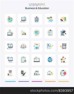 Creative Business And Education 25 Flat icon pack  Such As call. faq. laptop. health. product
