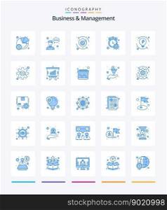 Creative Business And Management 25 Blue icon pack  Such As process. timer. safety. progress percent. counter