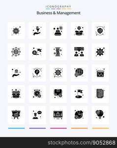 Creative Business And Management 25 Glyph Solid Black icon pack  Such As security. protect. consultant. offer. idea