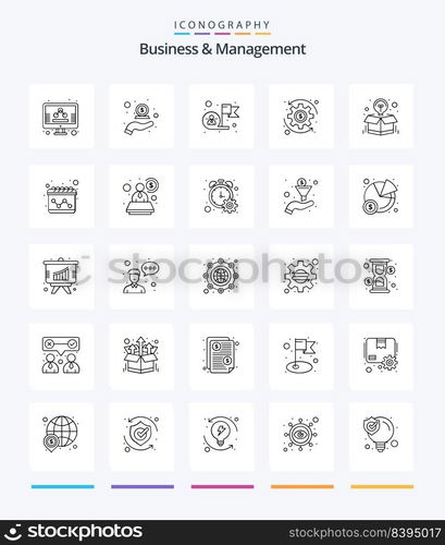 Creative Business And Management 25 OutLine icon pack  Such As box. money. money. coin. success