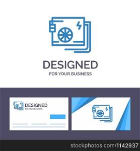 Creative Business Card and Logo template Ac, Computer, Part, Power, Supply Vector Illustration