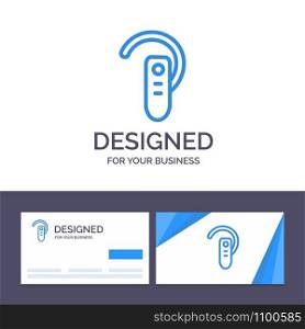 Creative Business Card and Logo template Accessory, Bluetooth, Ear, Headphone, Headset Vector Illustration