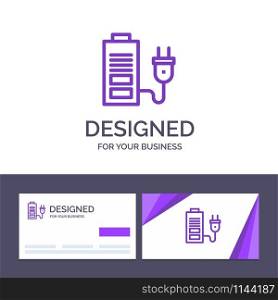 Creative Business Card and Logo template Accumulator, Battery, Power, Plug Vector Illustration