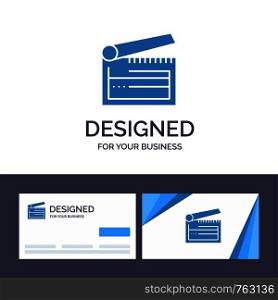 Creative Business Card and Logo template Action, Board, Clapboard, Clapper, Clapperboard Vector Illustration