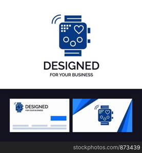 Creative Business Card and Logo template Activity, Device, Fitness, Heartbeat, Monitoring Vector Illustration