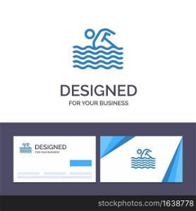 Creative Business Card and Logo template Activity, Sport, Swim, Swimming, Water Vector Illustration