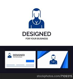 Creative Business Card and Logo template Actress, Avatar, Character, Girl, Lady Vector Illustration