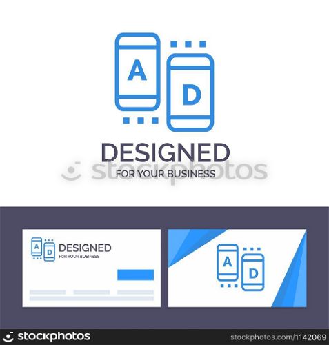 Creative Business Card and Logo template Ad, Marketing, Online, Tablet Vector Illustration