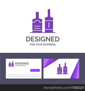 Creative Business Card and Logo template Alcohol, Beverage, Bottle, Bottles Vector Illustration