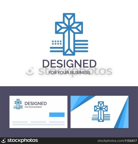Creative Business Card and Logo template American, Cross, Church Vector Illustration