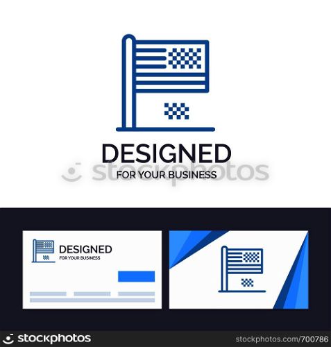Creative Business Card and Logo template American Dream, Collapse, Decline, Fall, Flag Vector Illustration