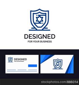 Creative Business Card and Logo template American, Protection, Shield Vector Illustration