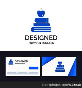 Creative Business Card and Logo template Apple, Books, Education, Science Vector Illustration