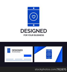 Creative Business Card and Logo template Application, Mobile, Mobile Application, Like, Heart Vector Illustration