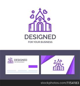 Creative Business Card and Logo template Arch, Love, Wedding, House Vector Illustration