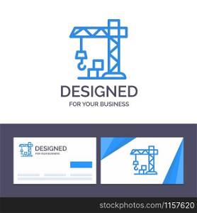 Creative Business Card and Logo template Architecture, Construction, Crane Vector Illustration