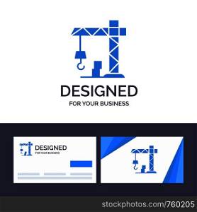 Creative Business Card and Logo template Architecture, Construction, Crane Vector Illustration