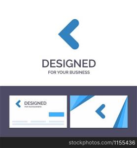 Creative Business Card and Logo template Arrow, Back, Backward, Left Vector Illustration