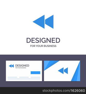 Creative Business Card and Logo template Arrow, Back, Reverse, Rewind Vector Illustration