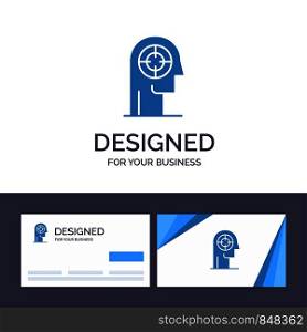 Creative Business Card and Logo template Arrow, Concentration, Focus, Head, Human Vector Illustration