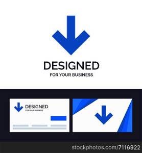 Creative Business Card and Logo template Arrow, Down, Back Vector Illustration