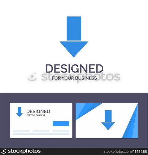 Creative Business Card and Logo template Arrow, Down, Down Arrow, Direction Vector Illustration