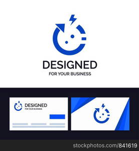 Creative Business Card and Logo template Arrow, Power, Save, World Vector Illustration