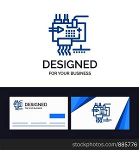 Creative Business Card and Logo template Assemble, Customize, Electronics, Engineering, Parts Vector Illustration