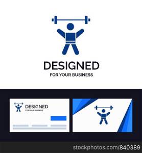 Creative Business Card and Logo template Athlete, Athletics, Avatar, Fitness, Gym Vector Illustration